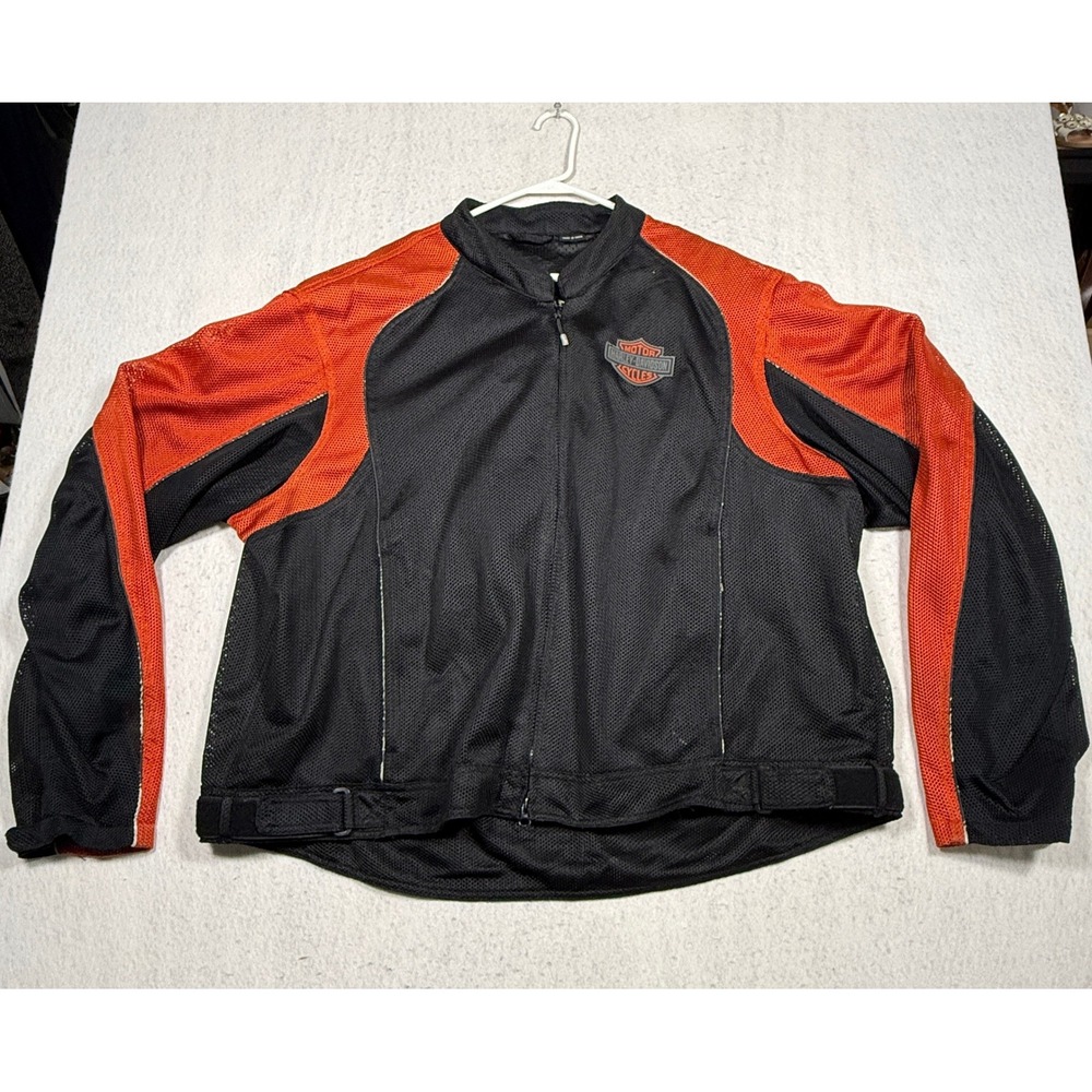 Harley-Davidson Mens Mesh Riding Jacket Black Orange 4XL XXXXL RN103819
